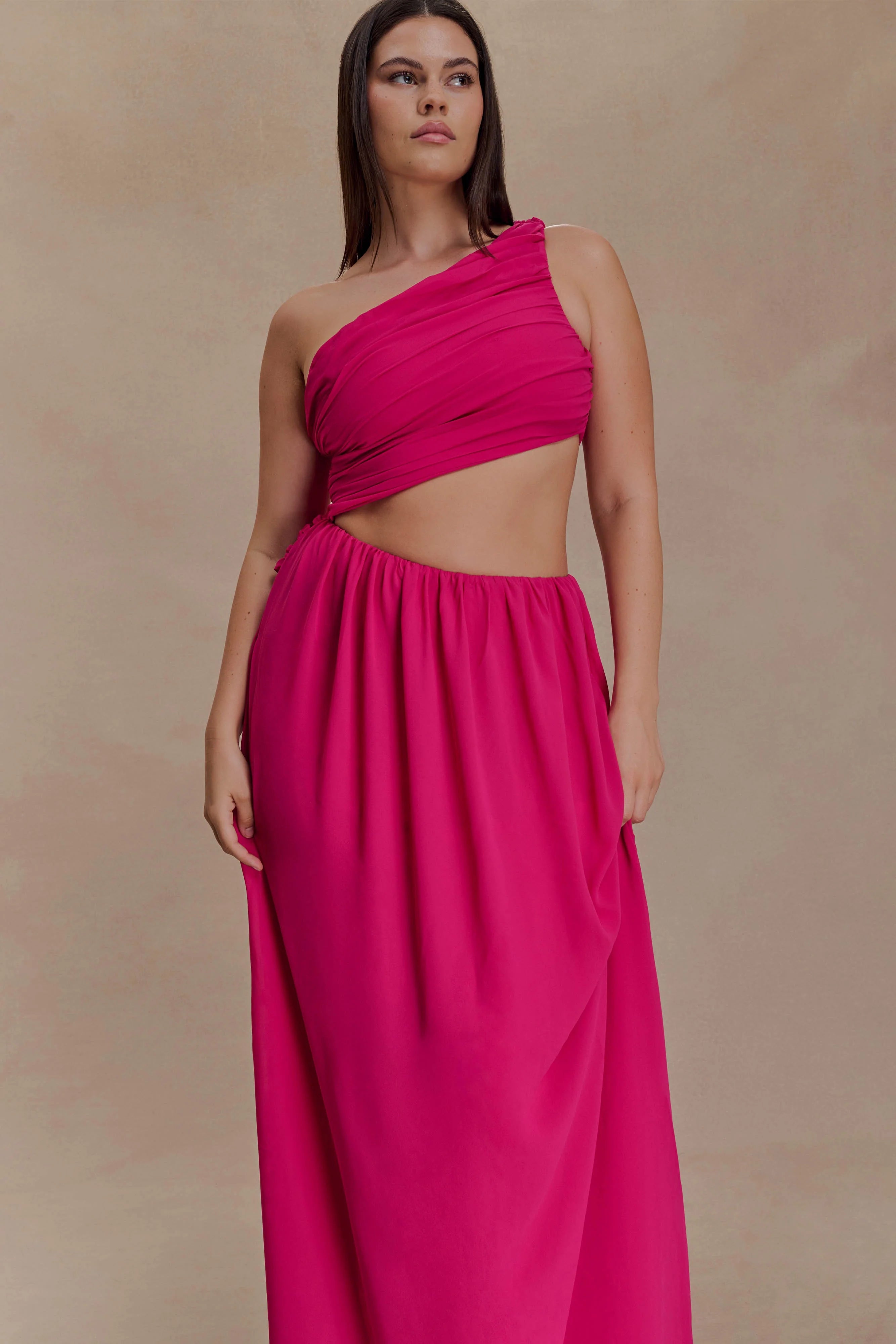 Aria Chiffon Cut Out Maxi Dress - Fuchsia