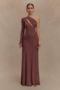 Alexius One Shoulder Knit Maxi Dress - Nutmeg