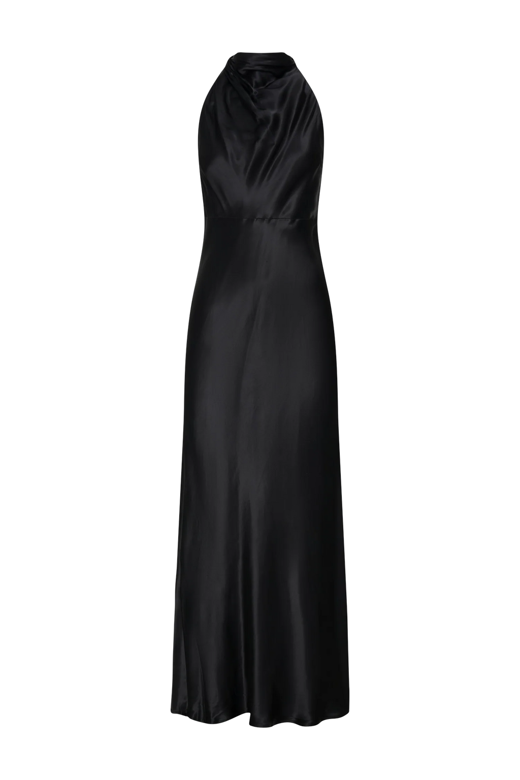 Esther Iridescent Satin Cowl Maxi Dress - Black