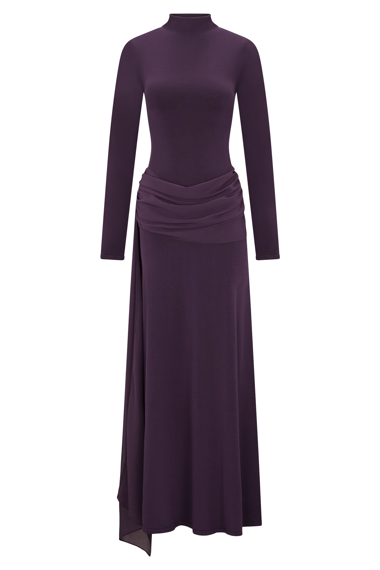 Grayson Knit Chiffon Maxi Dress - Plum