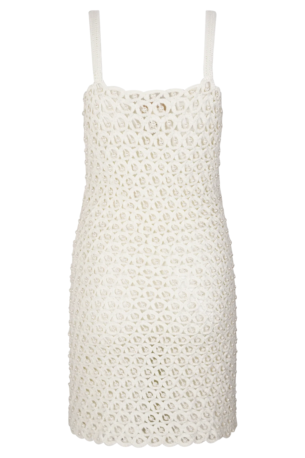 Vanessa Hand Crochet Pearl Mini Dress - Ivory