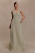 Salma Drop Waist Cotton Maxi Dress - Sage