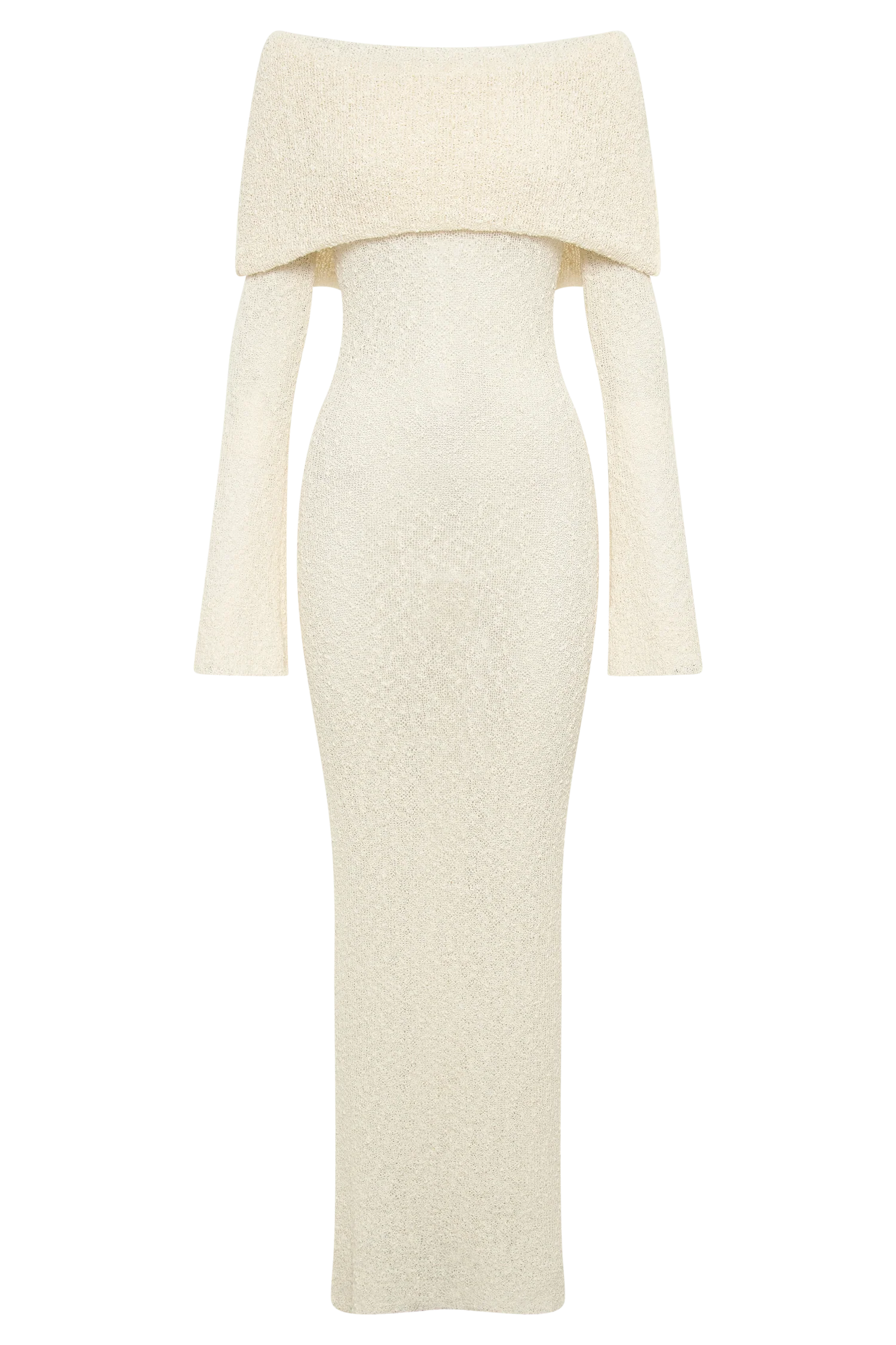 Marisol Off Shoulder Boucle Maxi Dress - Ivory