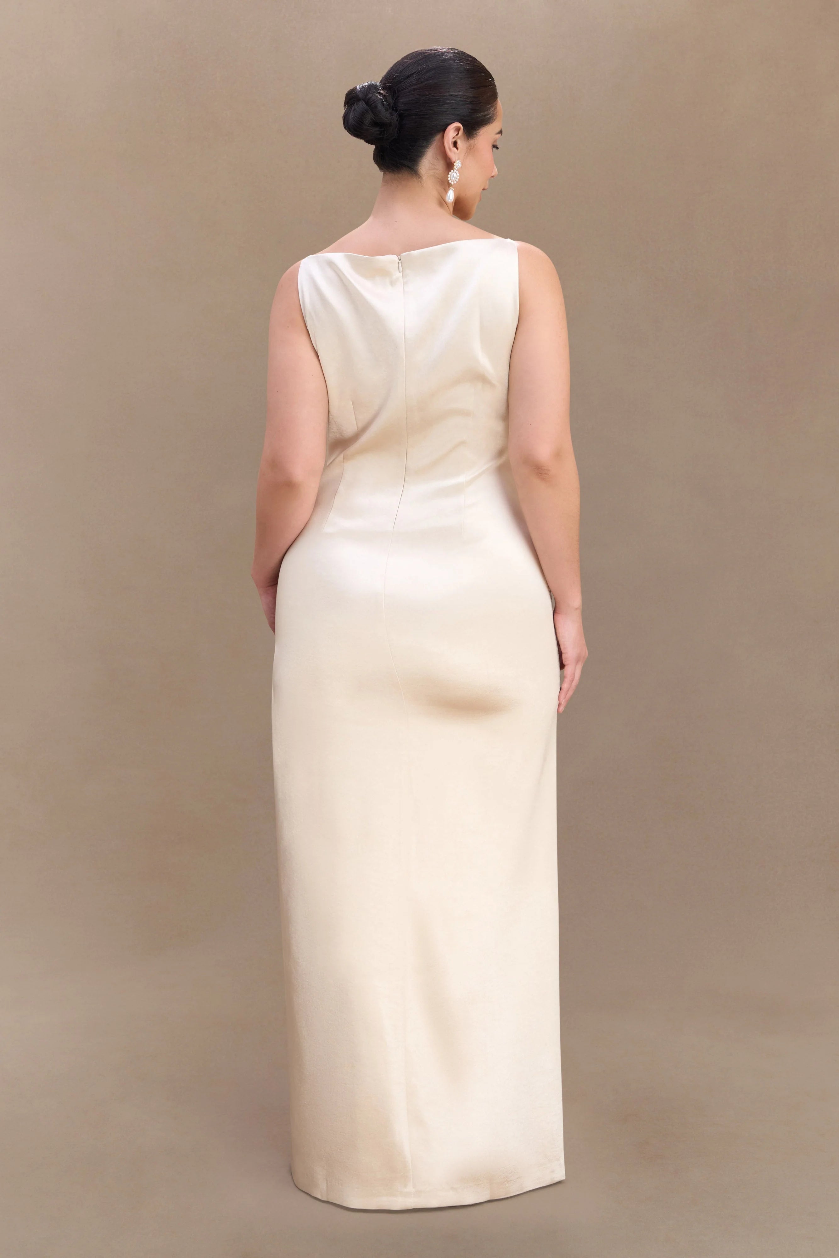 Violet Sleeveless Satin Maxi Dress - Blush Gold