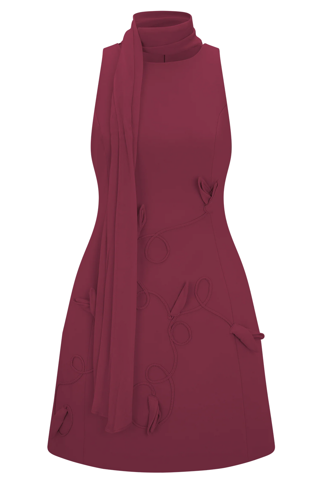 Skyler Suiting Embroidered Mini Dress - Wine