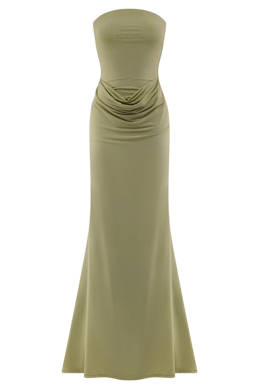 Madison Strapless Slinky Maxi Dress - Sage
