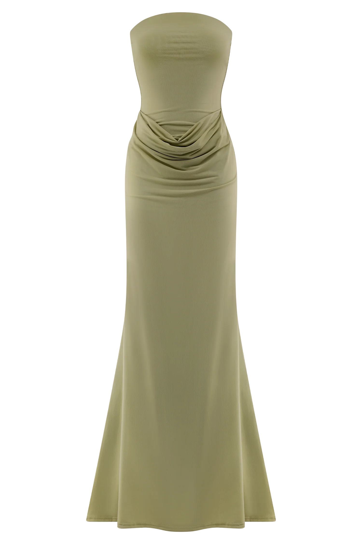 Madison Strapless Slinky Maxi Dress - Sage