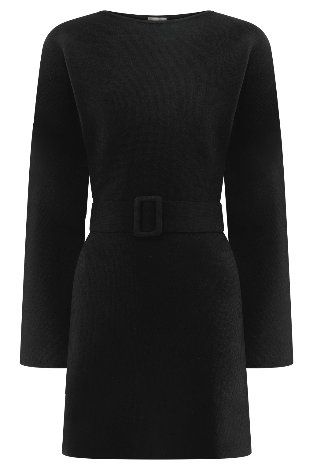 Kassie Belt Tie Knit Mini Dress - Black