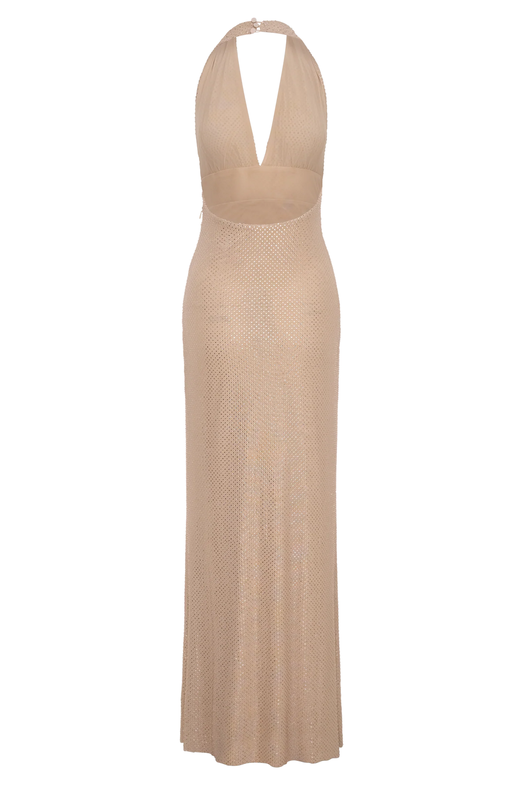 Harriet Halter Neck Diamante Maxi Dress - Sandy Gold