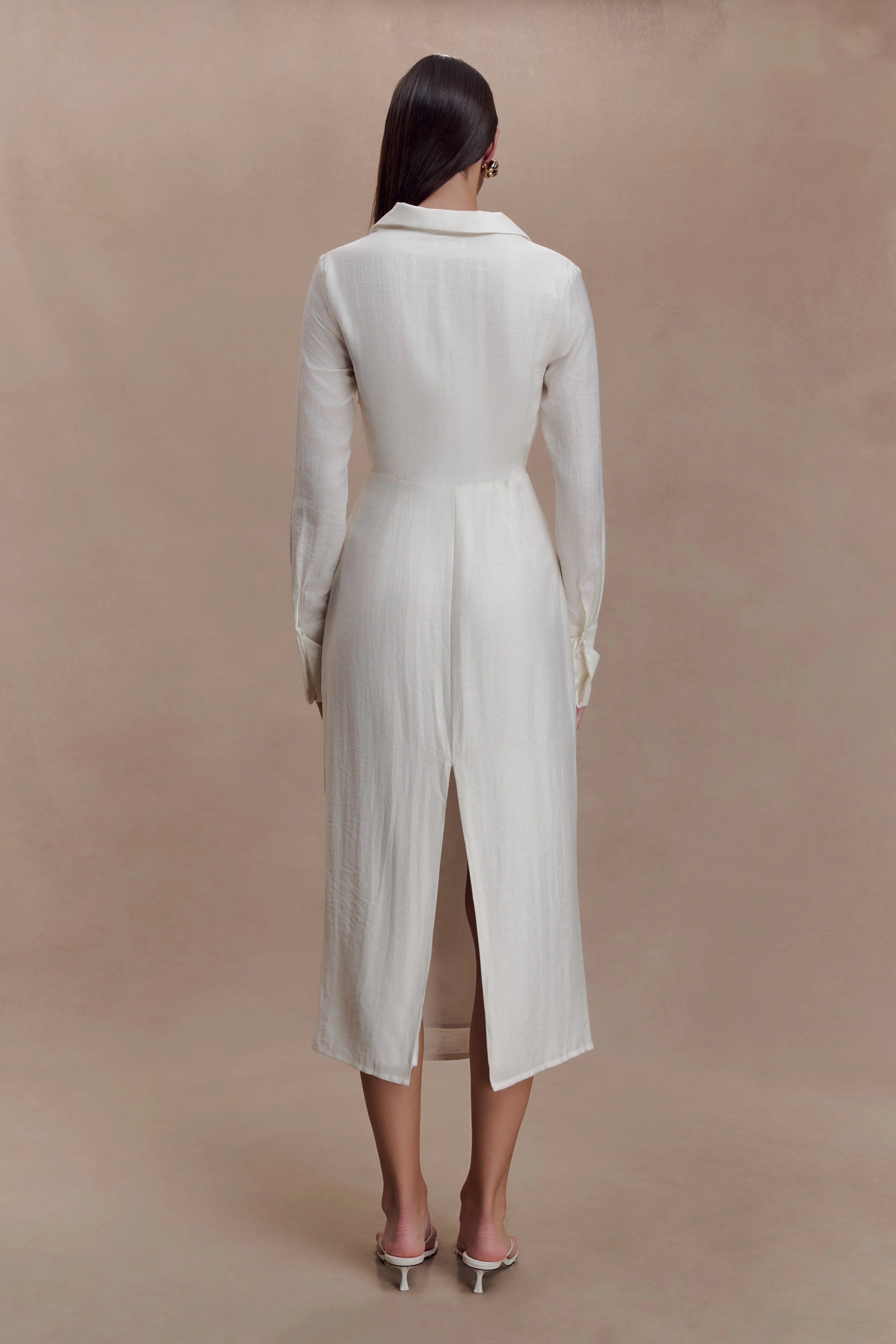 Cecilie Cut Out Shirt Midi Dress - White