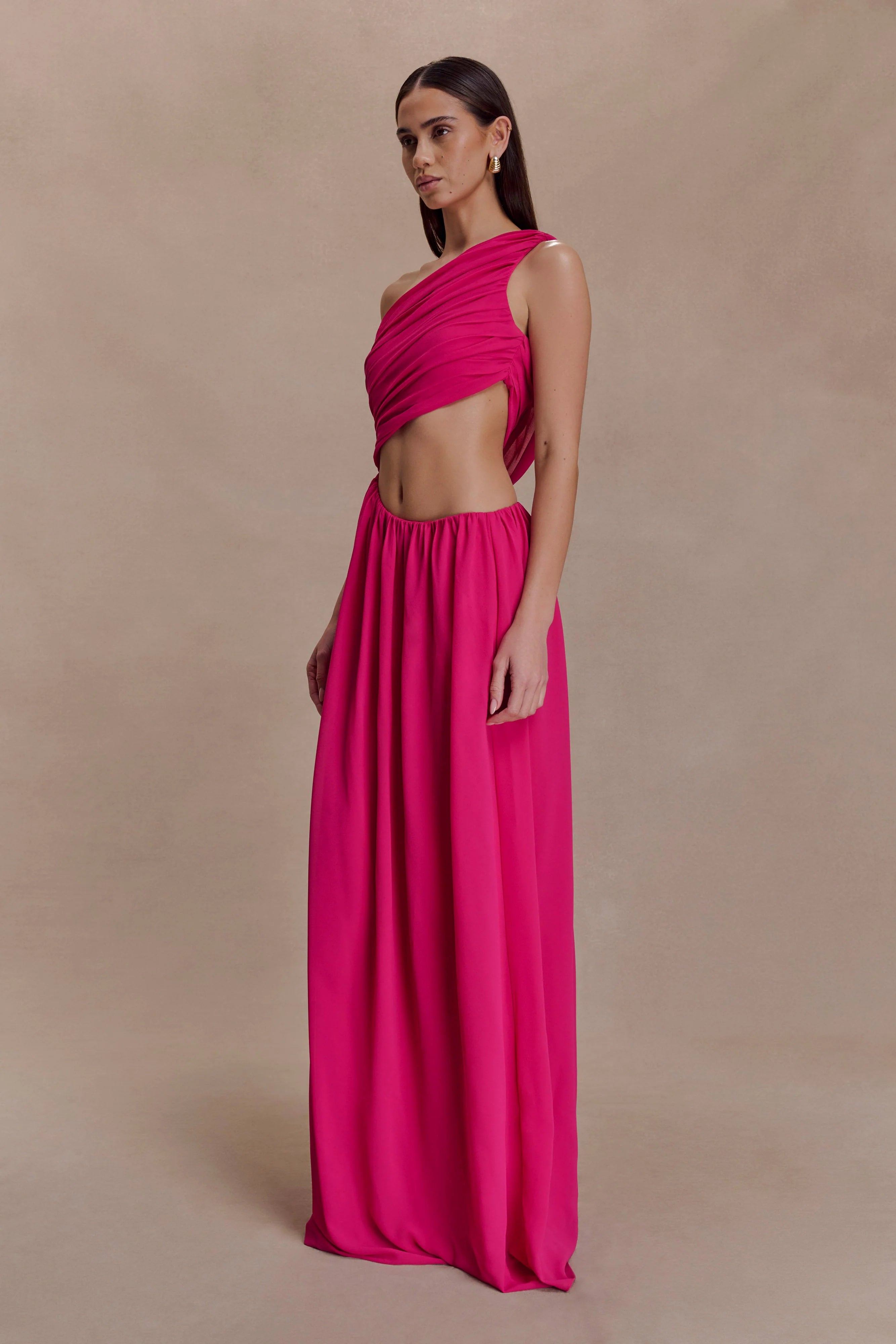 Aria Chiffon Cut Out Maxi Dress - Fuchsia