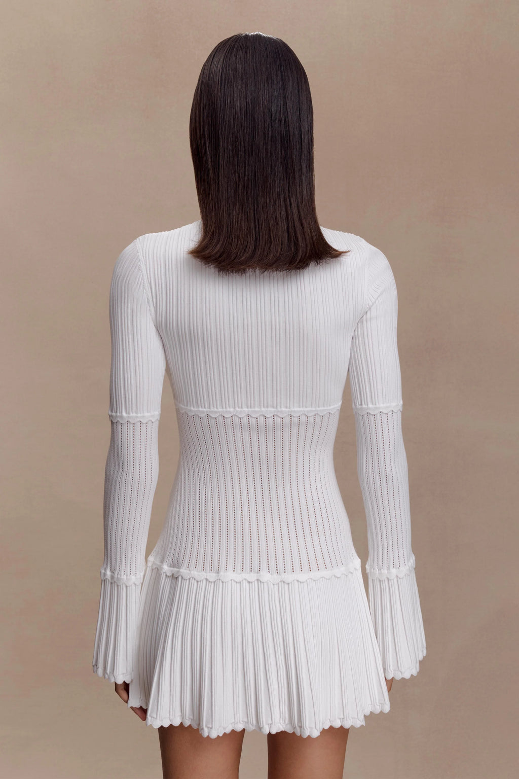 Adena Pointelle Knit Mini Dress - Ivory