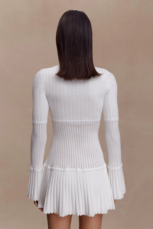 Adena Pointelle Knit Mini Dress - Ivory