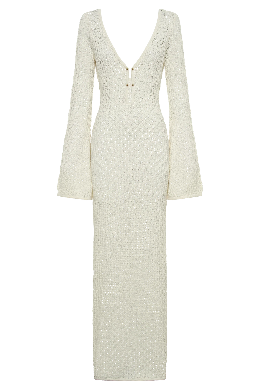 Kayleigh Crochet Fishtail Flare Sleeve Maxi Dress - White