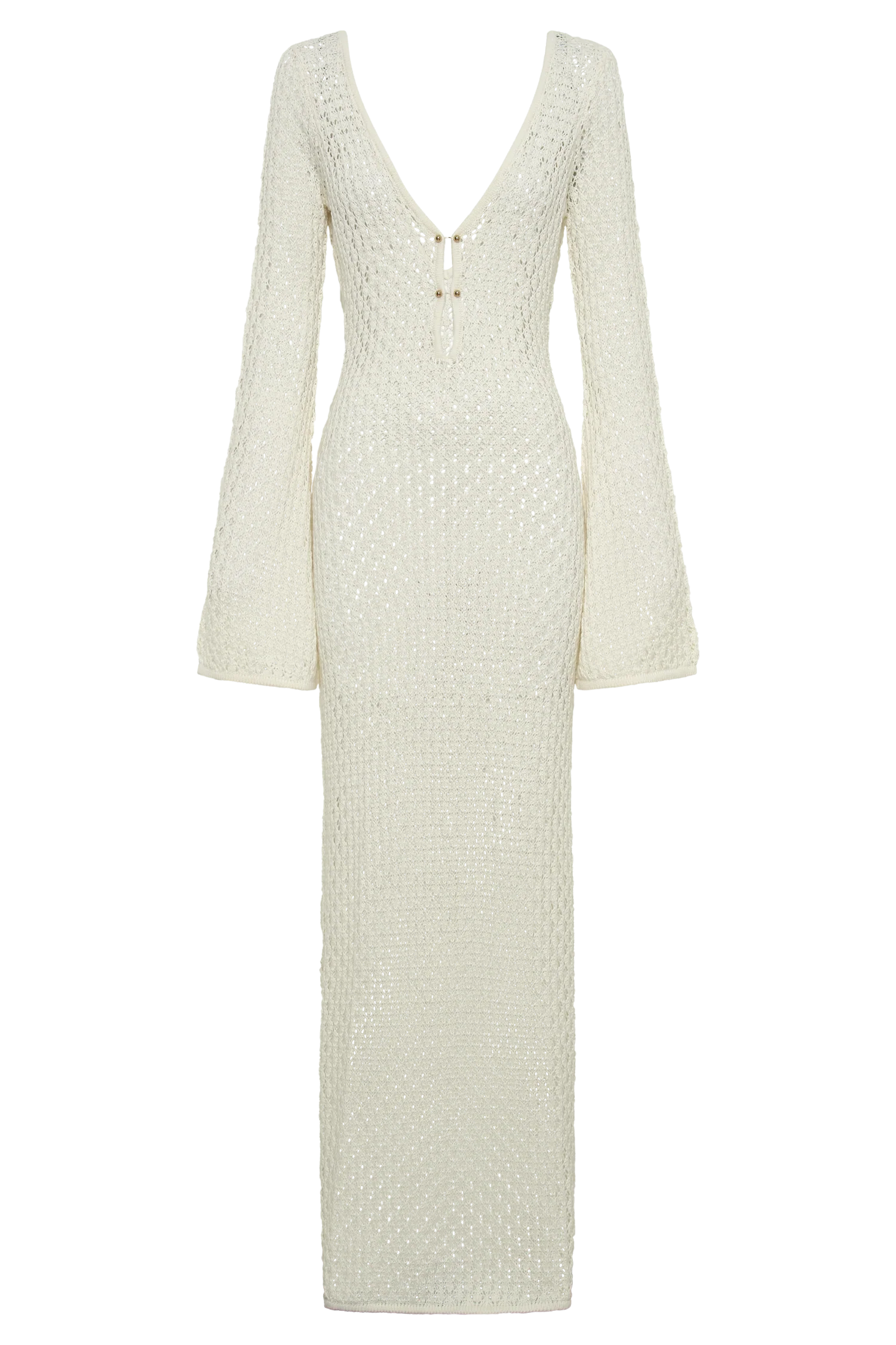 Kayleigh Crochet Fishtail Flare Sleeve Maxi Dress - White