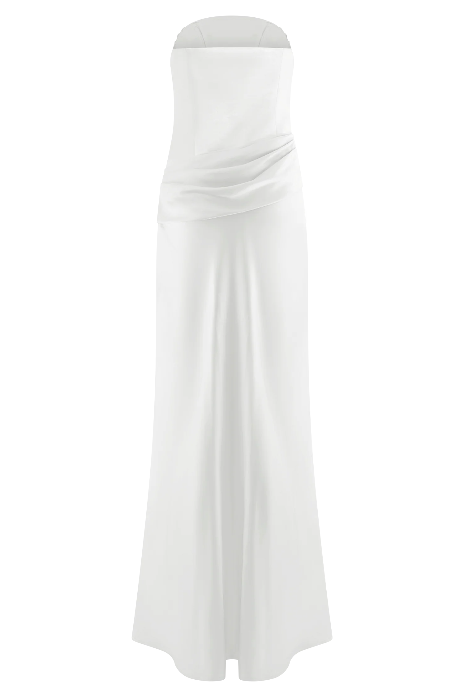 Jasmine Strapless Satin Maxi Dress - White