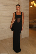 Marlon Crepe And Mesh Maxi Dress - Black