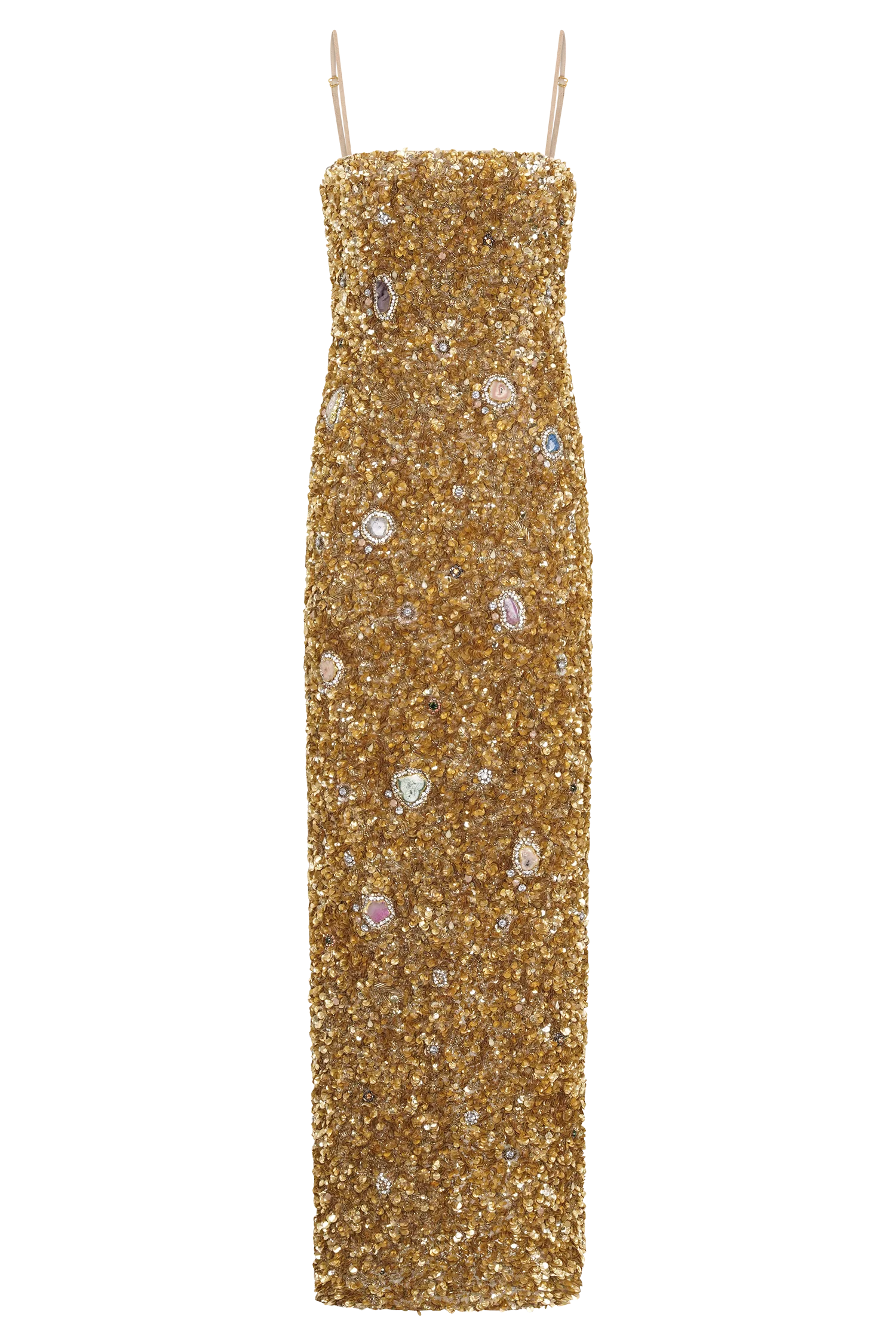 Porter Hand Beaded Midi Dress - Gold