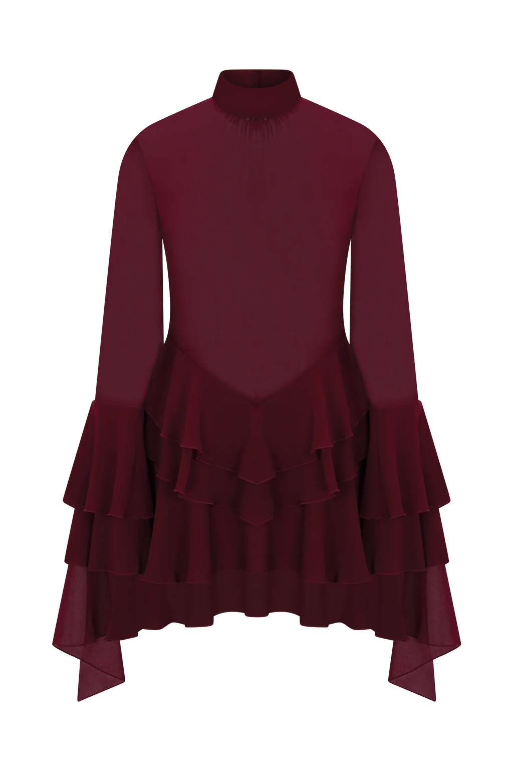 Nimah Chiffon Ruffle Mini Dress - Wine