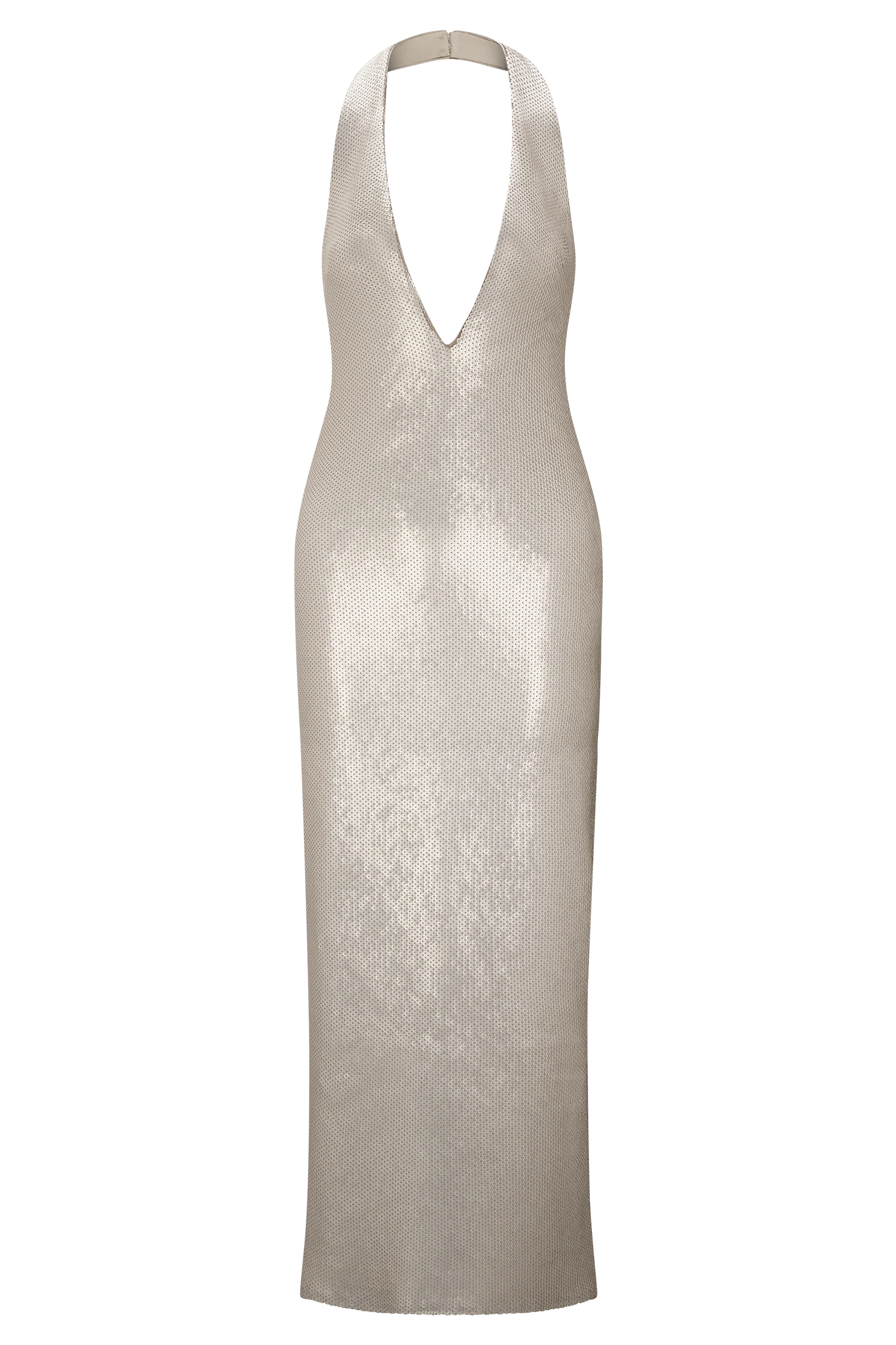 Carnation Sequin Halter Midi Dress - Gold
