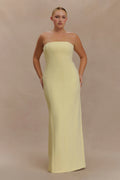 Kalila Strapless Crepe Maxi Dress - Lemon