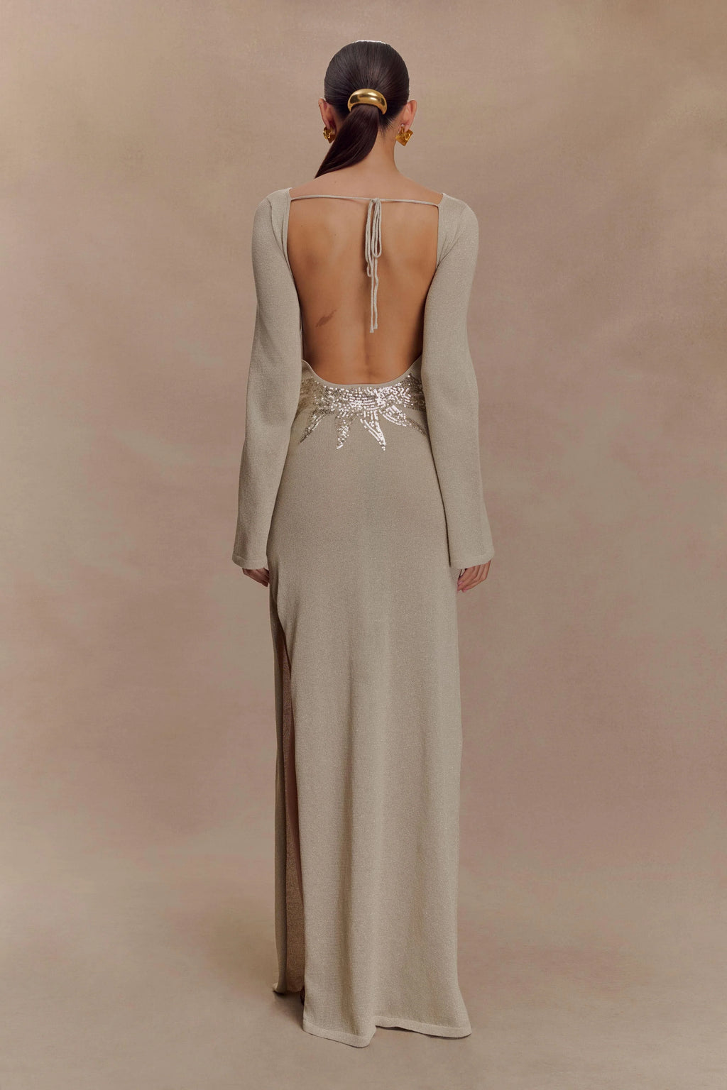 Atticus Knit Maxi Dress With Sequin - Gold