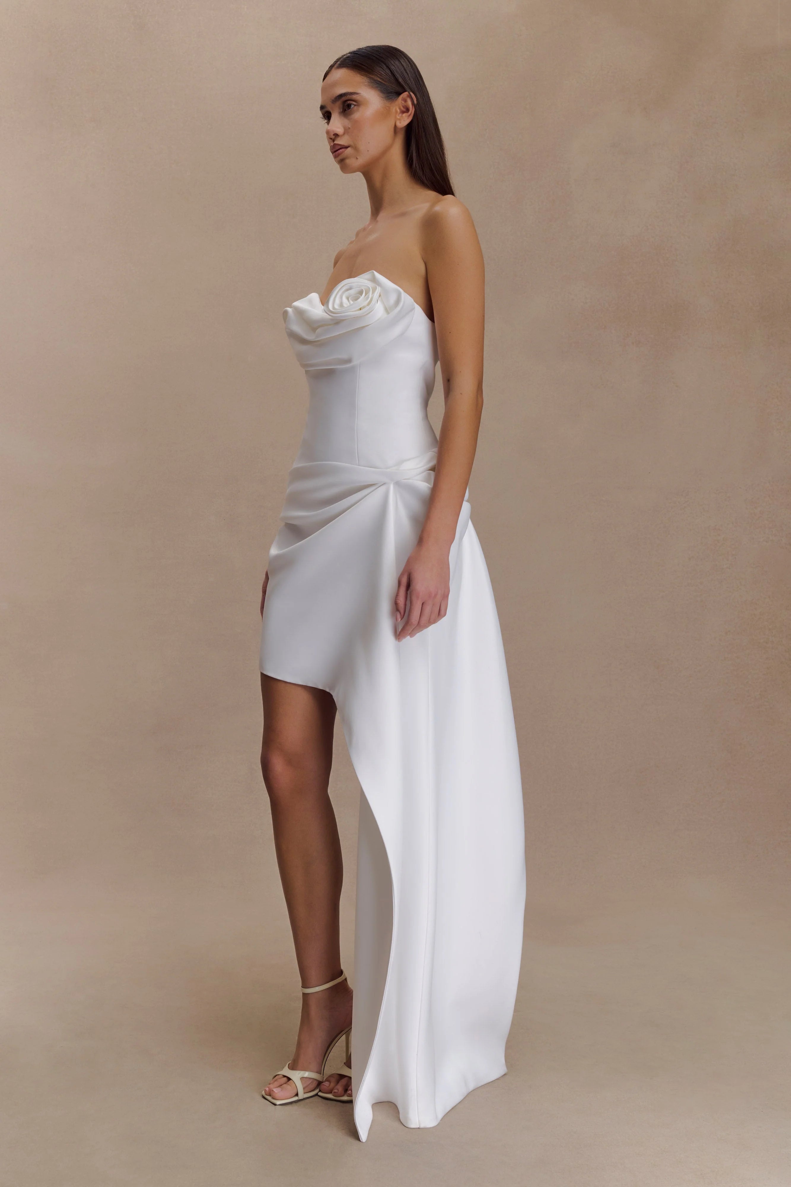 Evianna Strapless Gathered Mini Dress - White