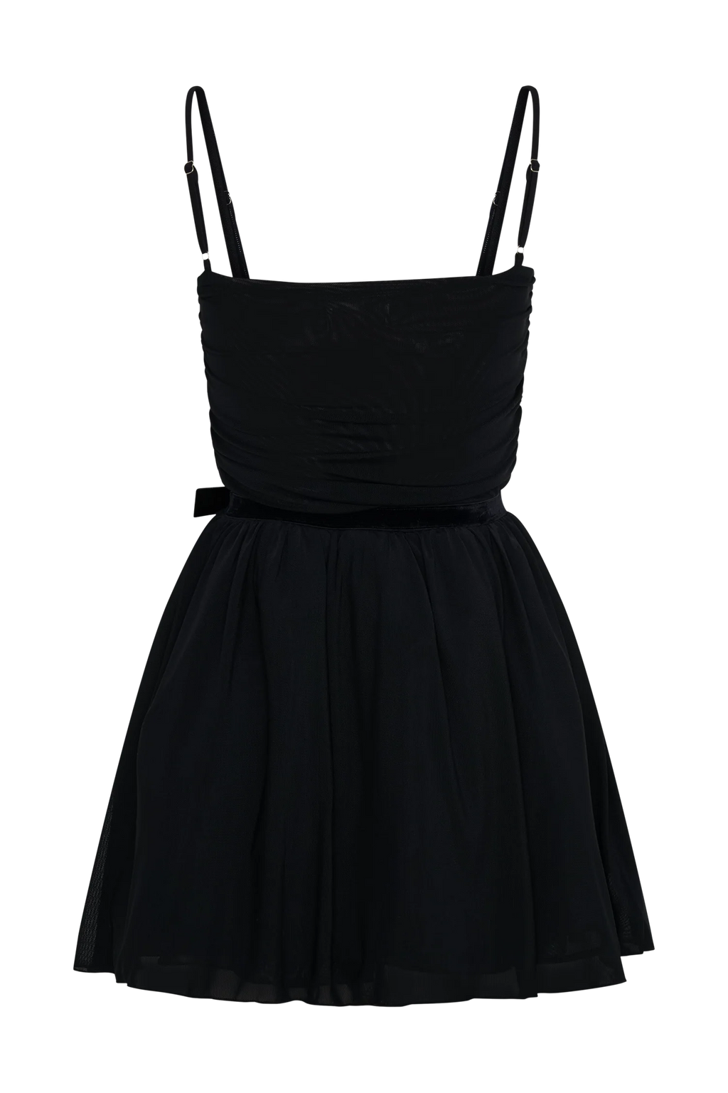 Mischa Mesh Mini Dress With Flower - Black