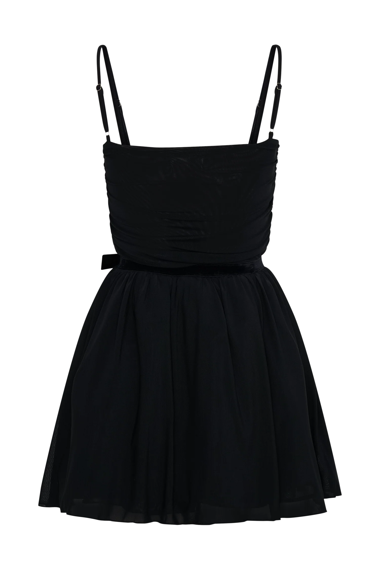 Mischa Mesh Mini Dress With Flower - Black