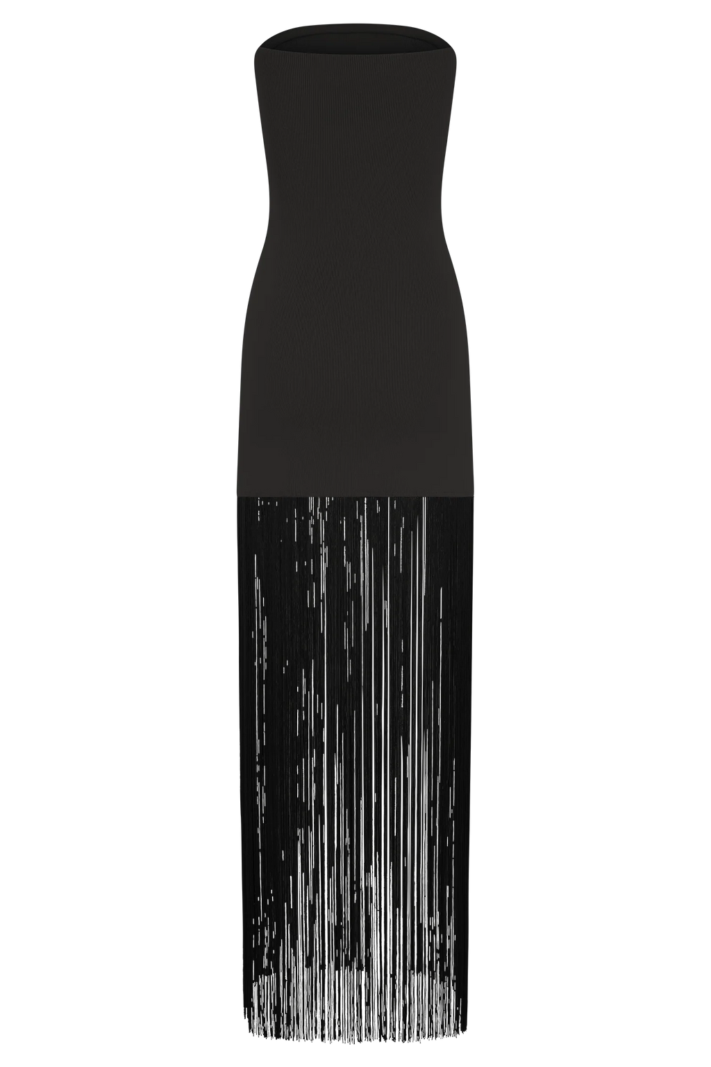 Koah Fringe Bandage Knit Maxi Dress - Black