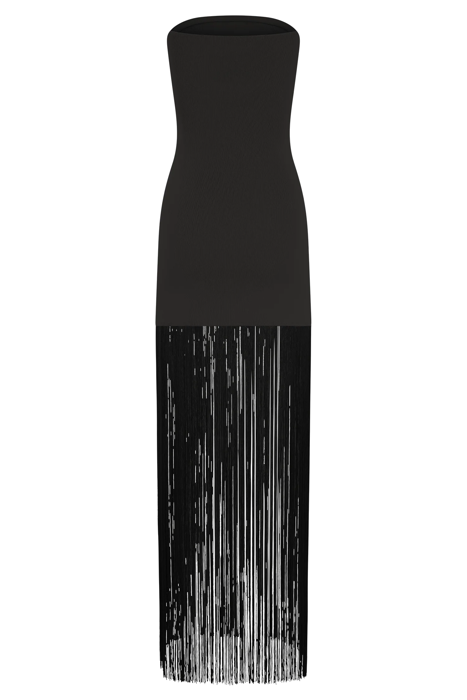 Koah Fringe Bandage Knit Maxi Dress - Black