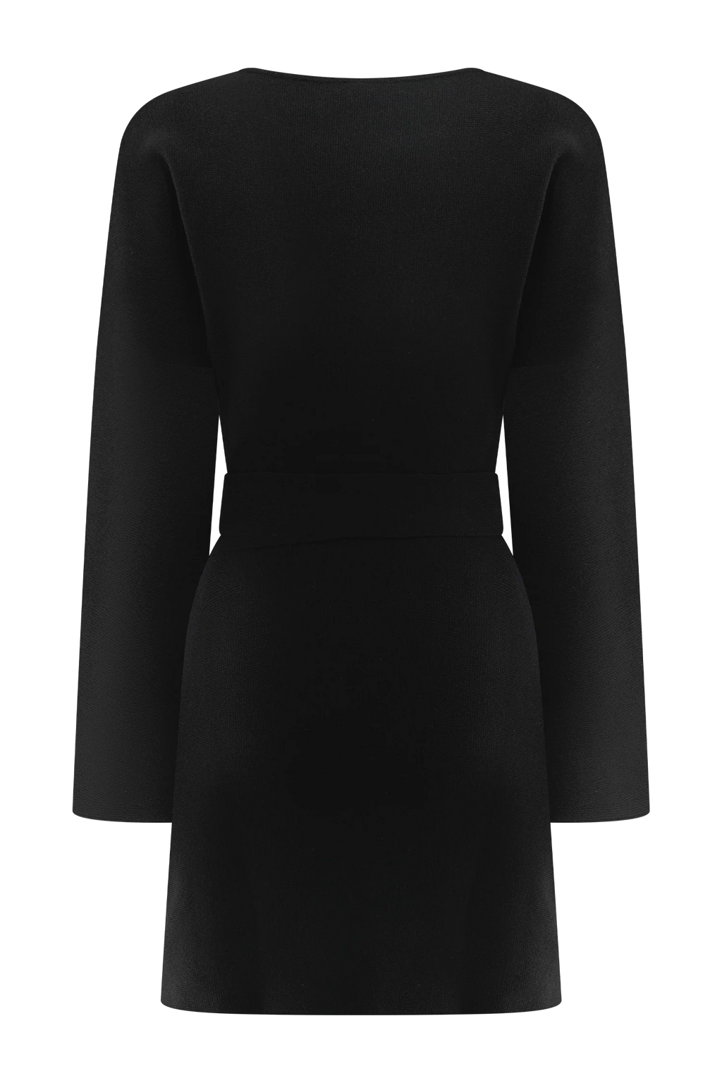 Kassie Belt Tie Knit Mini Dress - Black