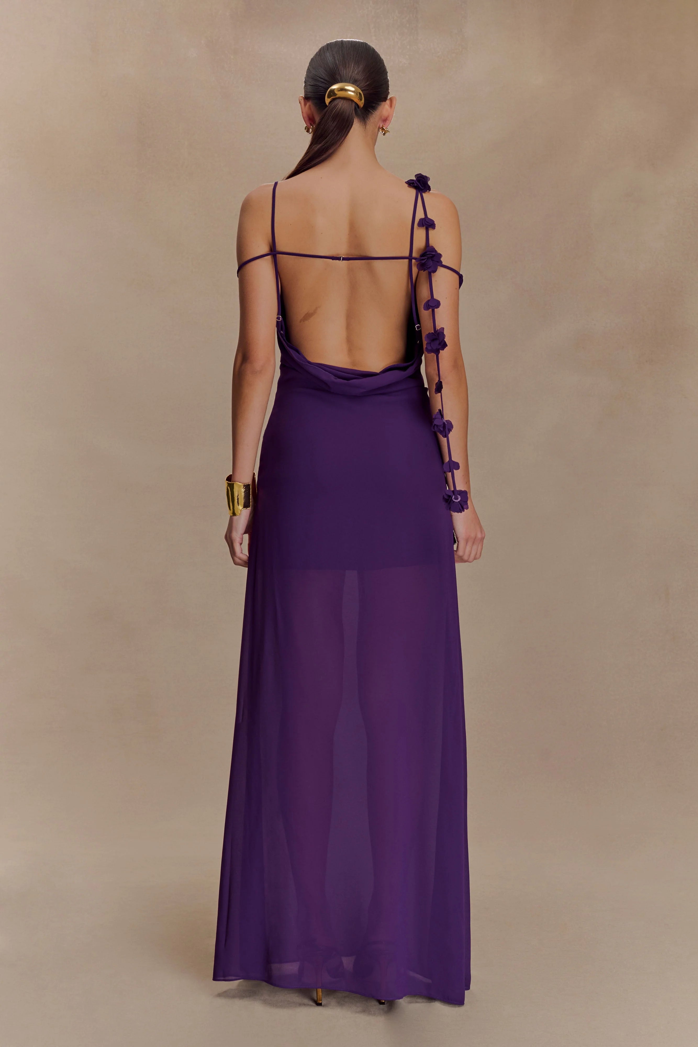 Rosalie Floral Chiffon Maxi Dress - Purple
