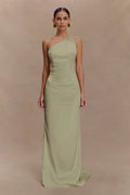Harper One Shoulder Gown - Sage