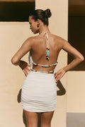 Astraeus Beaded Cowl Mini Dress - Ivory