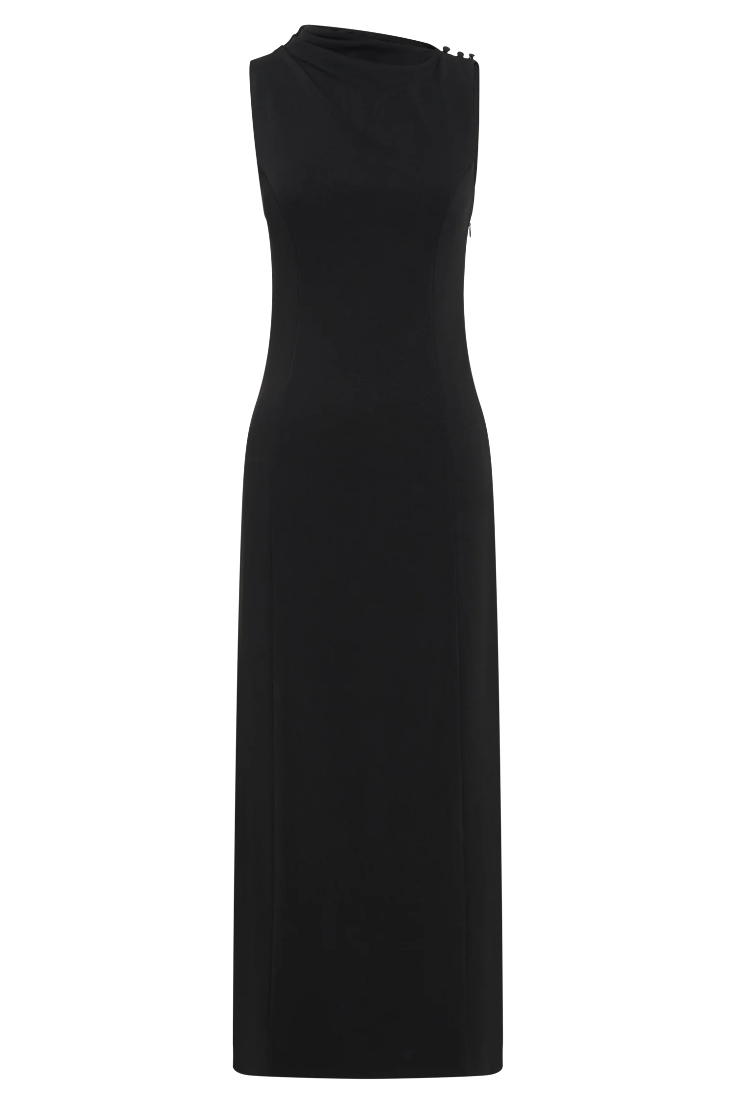Taylor Draped Stretch Crepe Midi Dress - Black