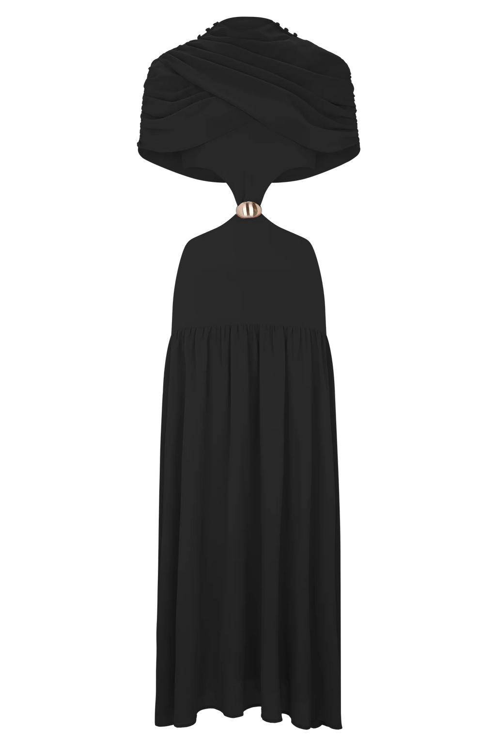Georgina Chiffon Midi Dress - Black