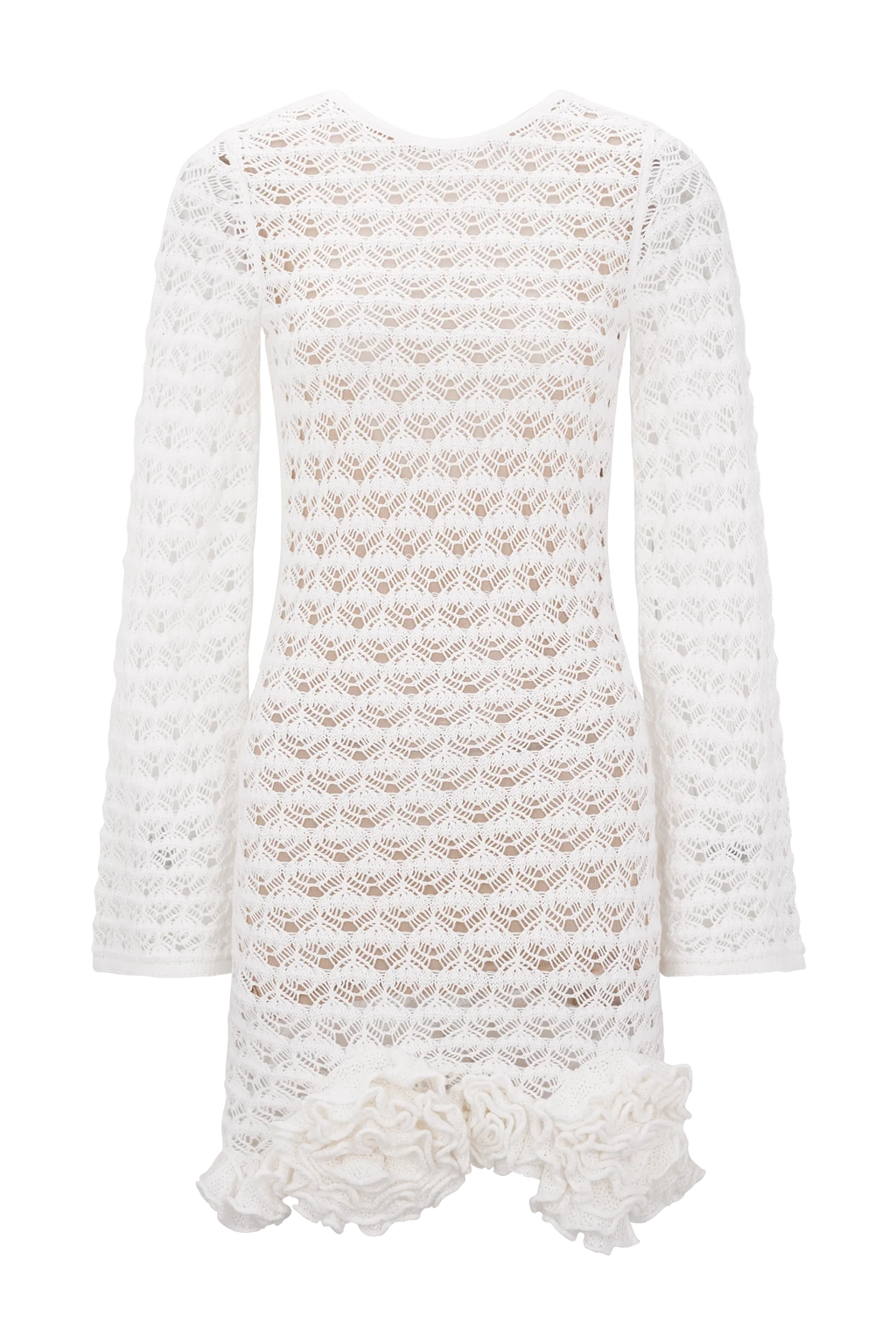 Aileen Ruffle Crochet Mini Dress - Ivory