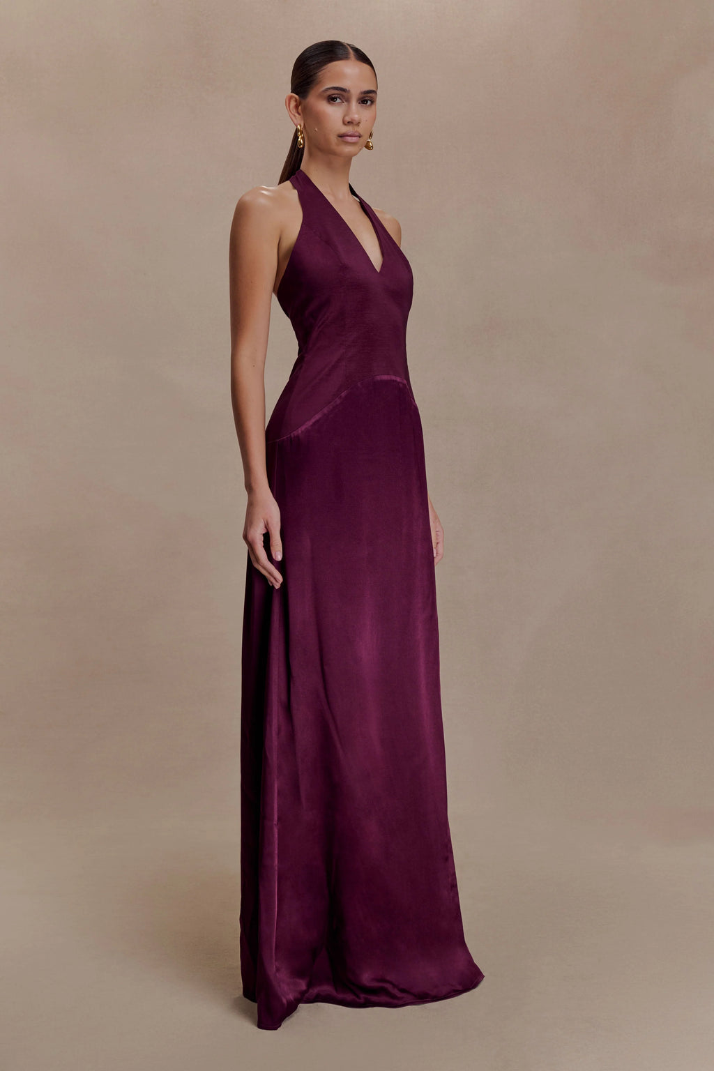 Maura Taffeta And Satin Maxi Dress - Wine