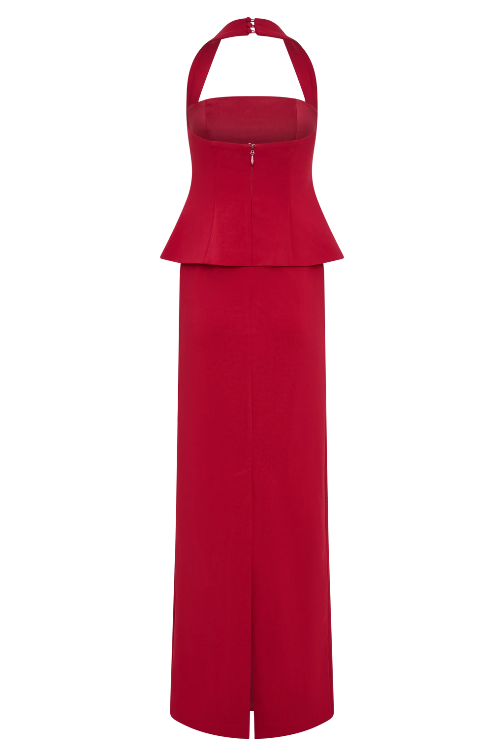 Bertie Peplum Halter Maxi Dress - Ruby