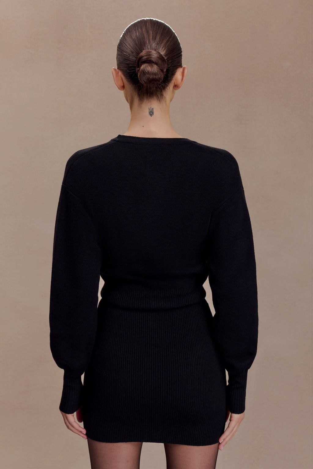 Xaden Wool Mix Knit Mini Dress - Black