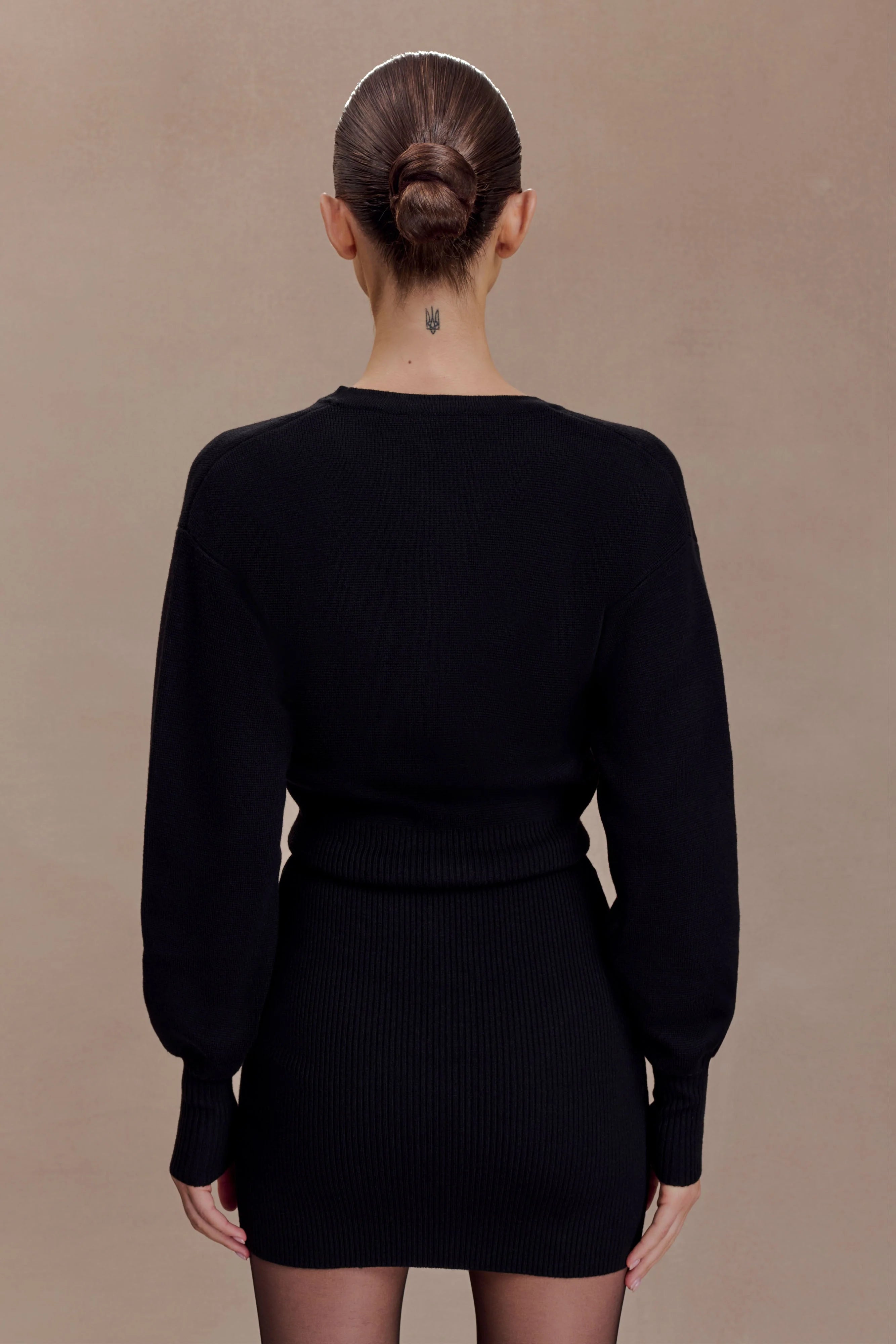 Xaden Wool Mix Knit Mini Dress - Black