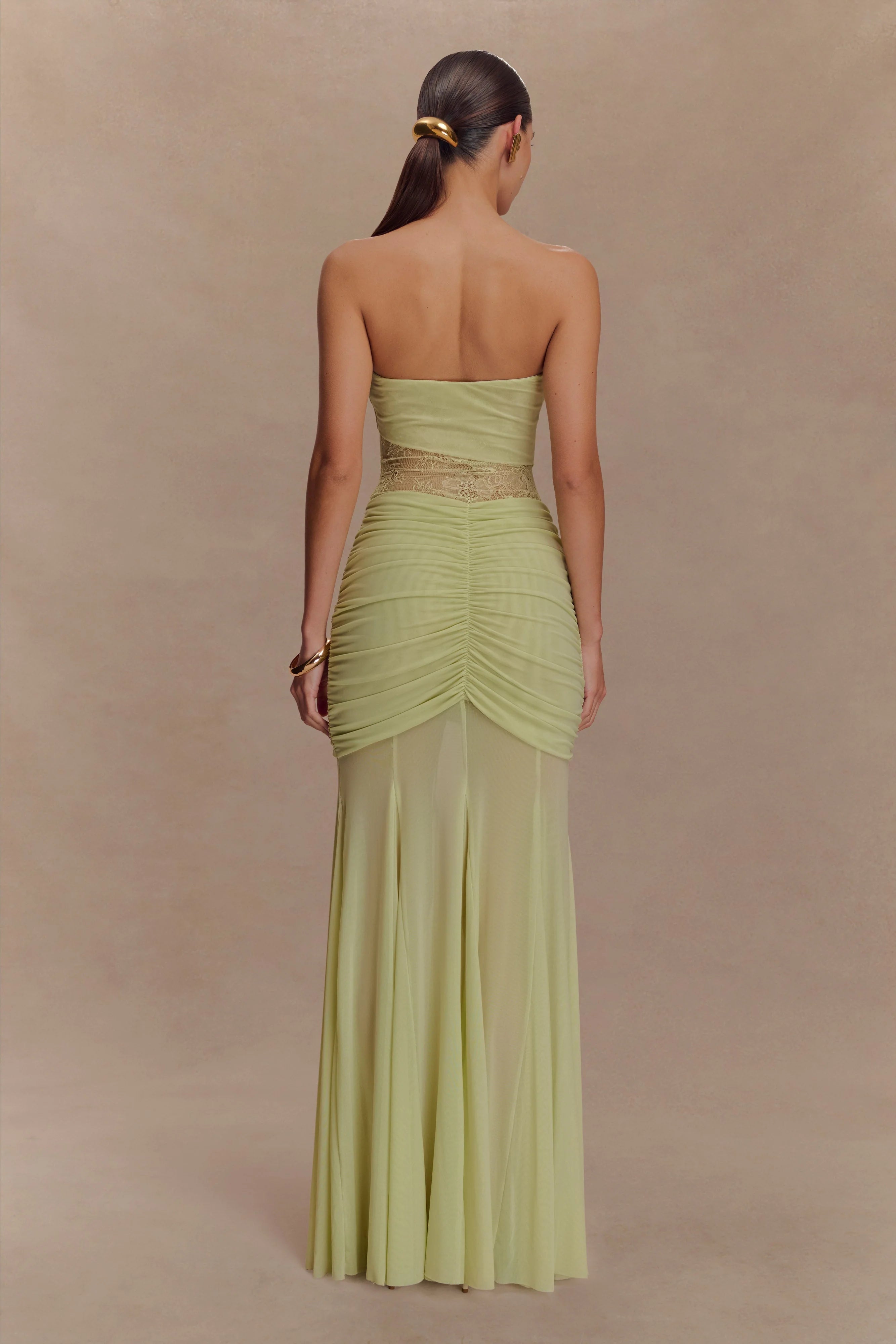 Khadijah Lace And Mesh Maxi Dress - Sage