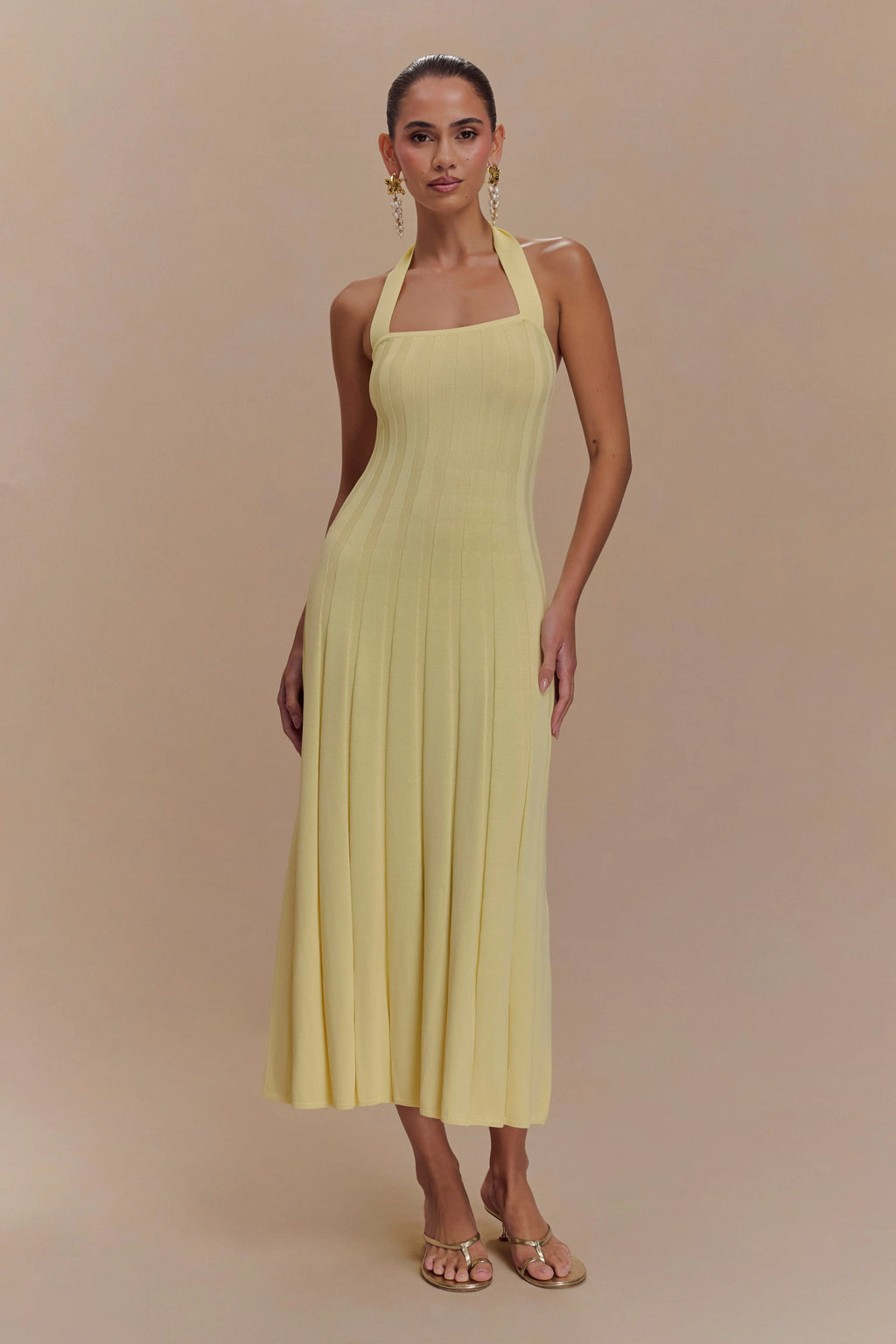 Jacqui Halter Knit Midi Dress - Lemon