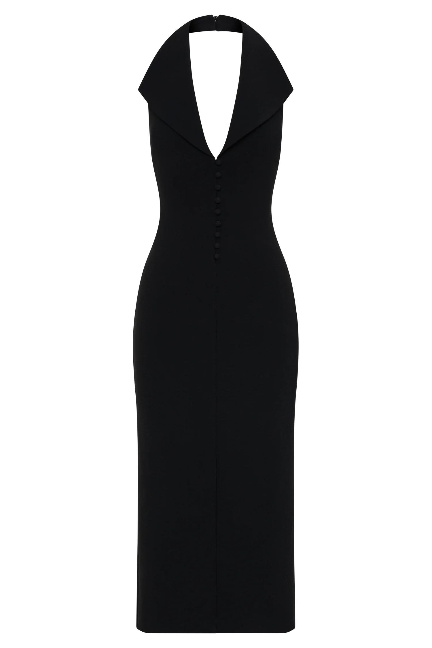 Annita Crepe Halter Midi Dress - Black