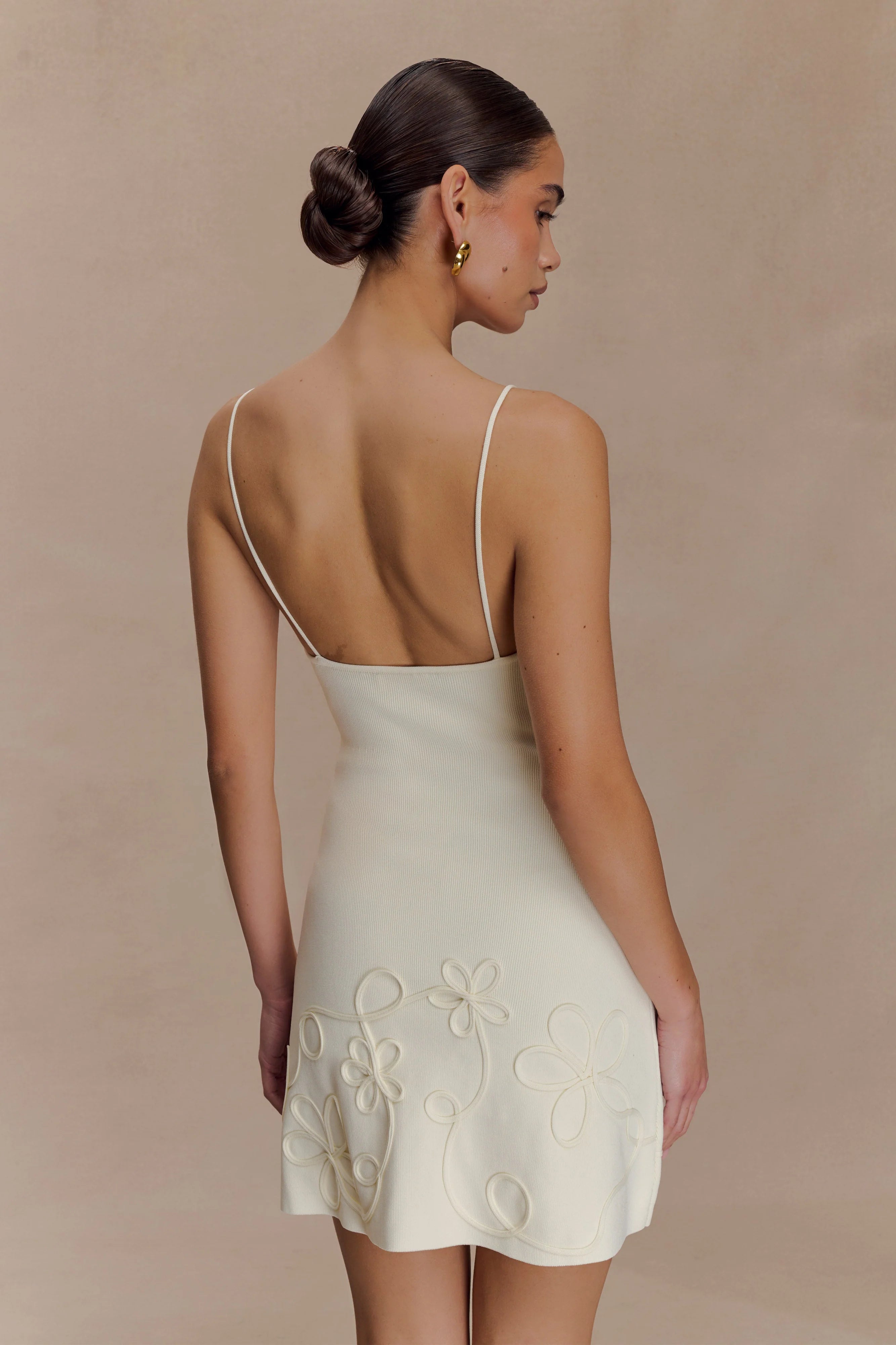 Brullo Embroidery Knit Mini Dress - Ivory