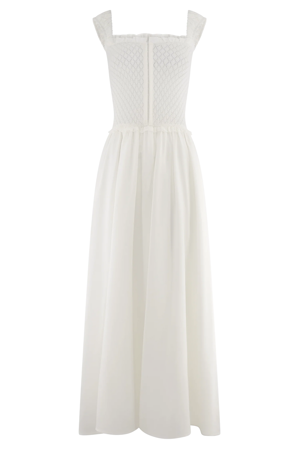 Tahlia Pointelle Knit Midi Dress - White