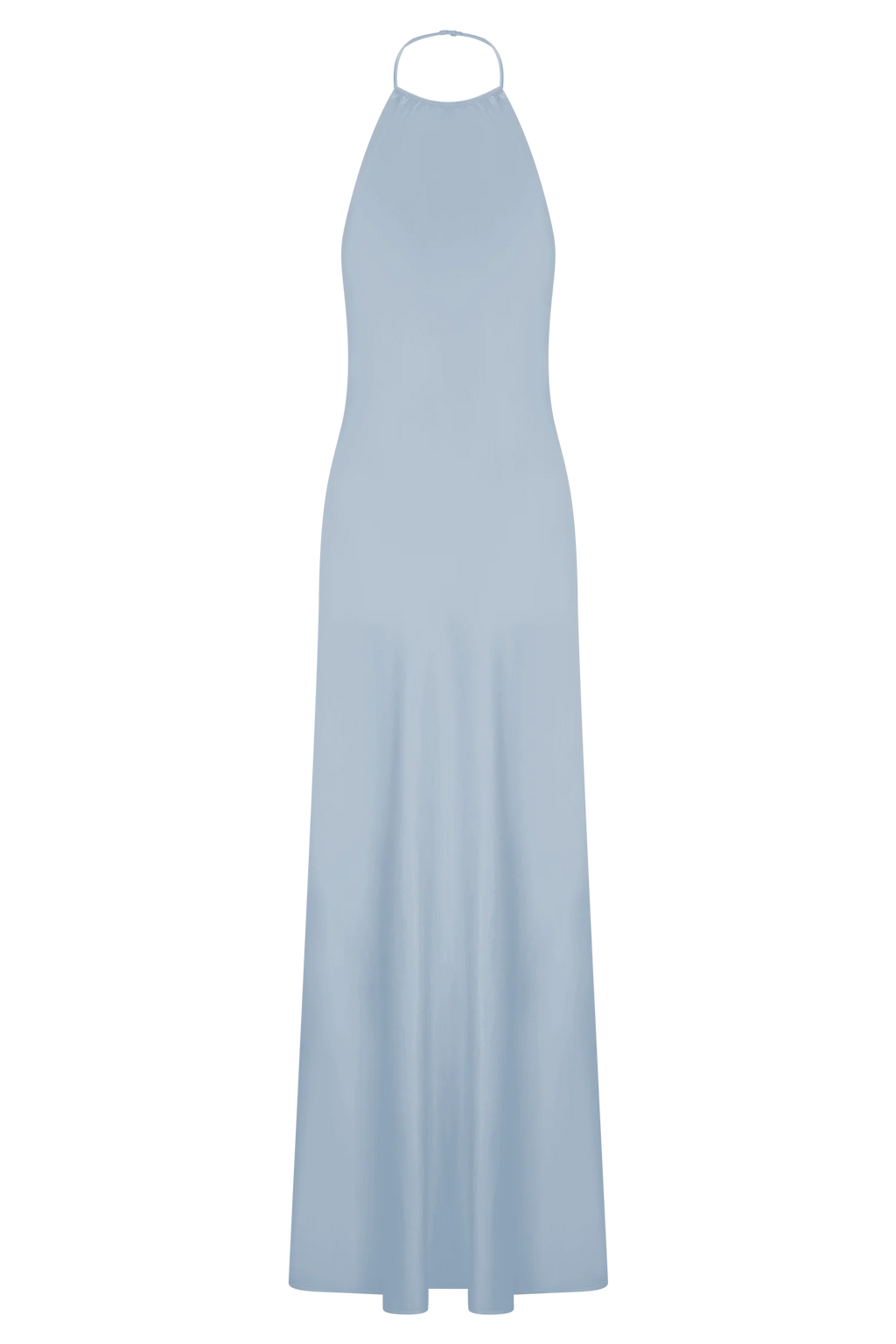 Bella Satin Halter Maxi Dress - Frosted Blue