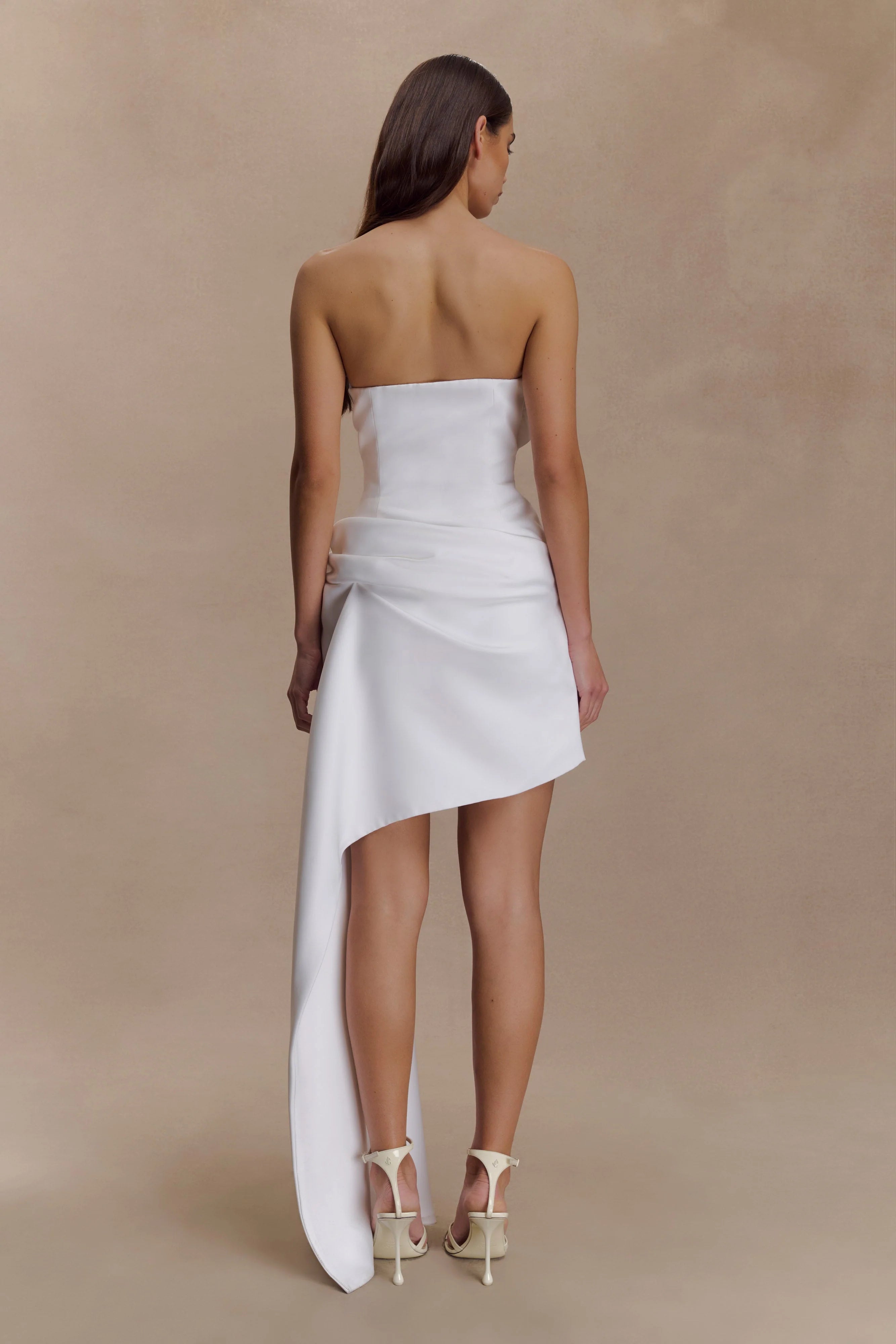 Evianna Strapless Gathered Mini Dress - White