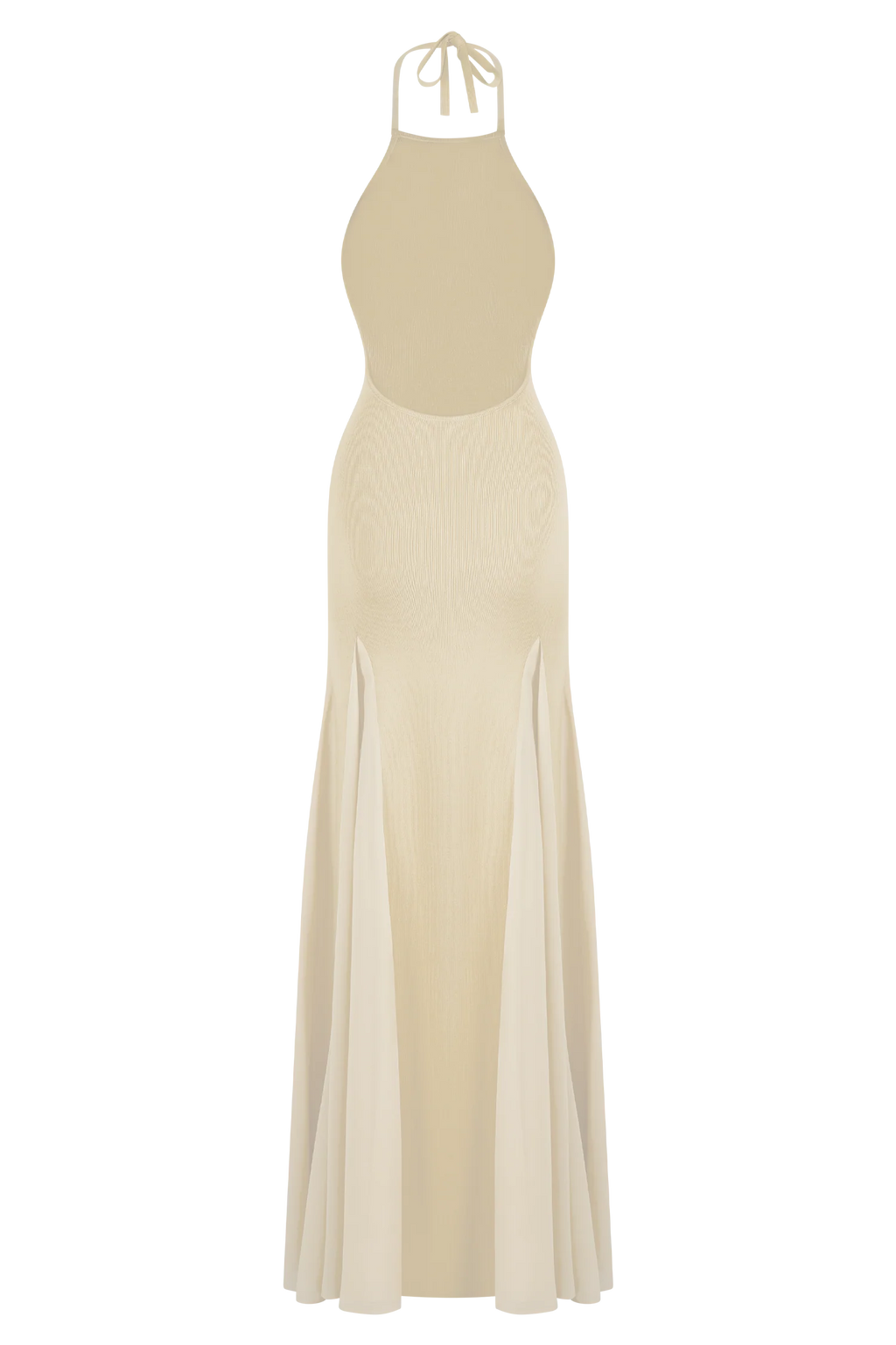 Soleil Knit And Mesh Halter Maxi Dress - Cream